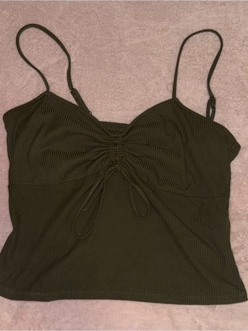 Derek Heart Olive Green Ruched Cami Top✨